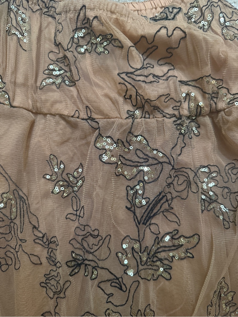 Anthropologie Sequin embroidered mesh Embellished Strap Maxi Dress Brown Medium - Picture 6 of 11